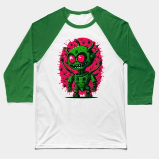 Villain Robot with Evil Smile Baseball T-Shirt